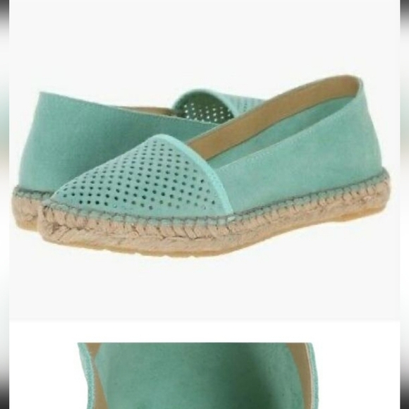 NEW Miz Mooz Angela Mint Suede Perforated Espadrille Flats Size 38 - Picture 2 of 5